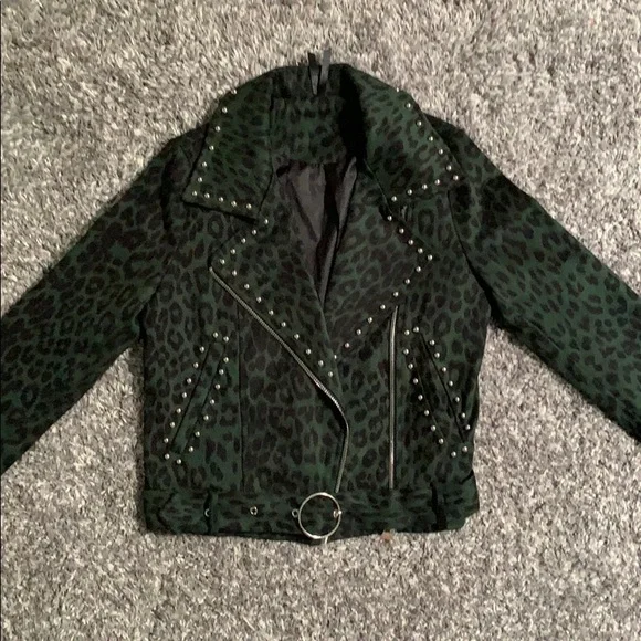 Nasty Gal Leopard Moto Jacket with Studs - Picture 7 of 16